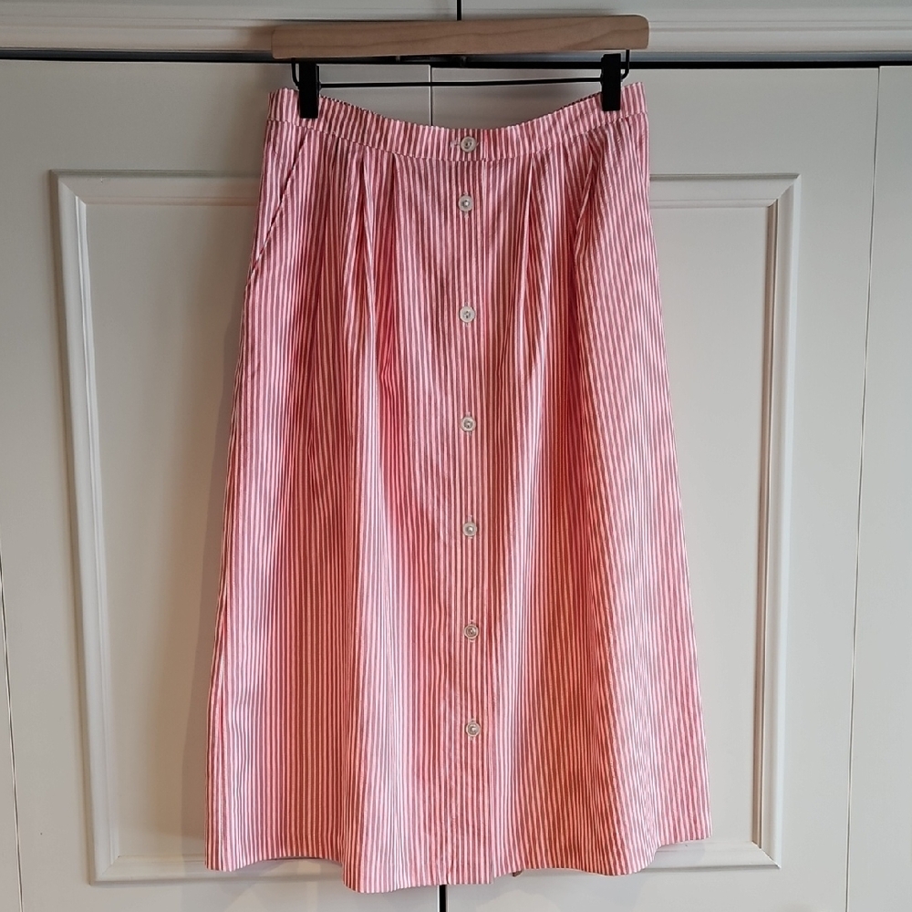 Vintage Seersucker Midi Skirt